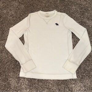 Abercrombie Fitch Muscle Thermal Shirt Men XXL White Waffle Knit Y2K Long Sleeve